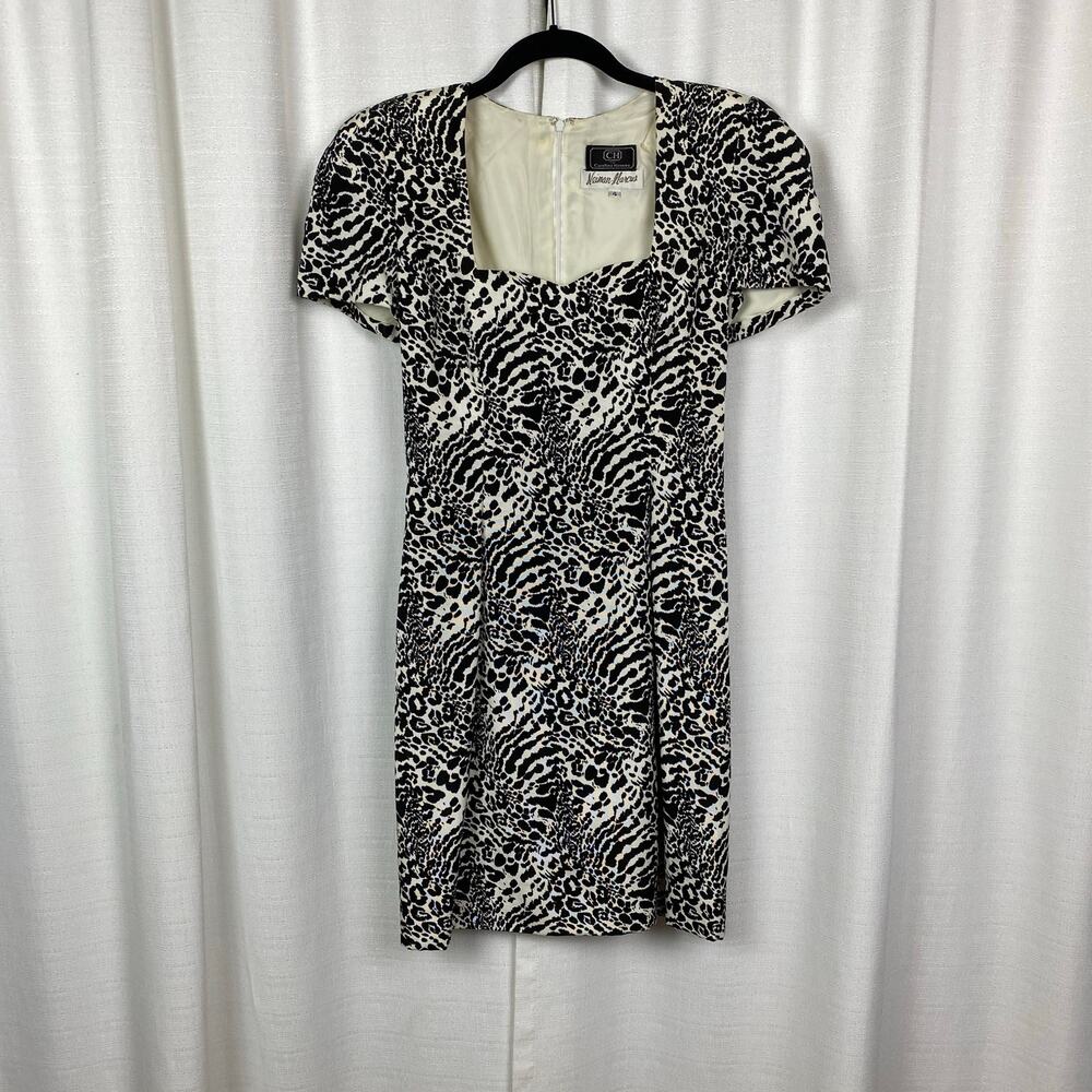 CH by Carolina Herrera Neiman Marcus Vintage Zebra Ruffle Sheath Dress Sz.4